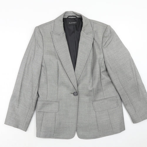 Planet Womens Grey Viscose Jacket Blazer Size 14