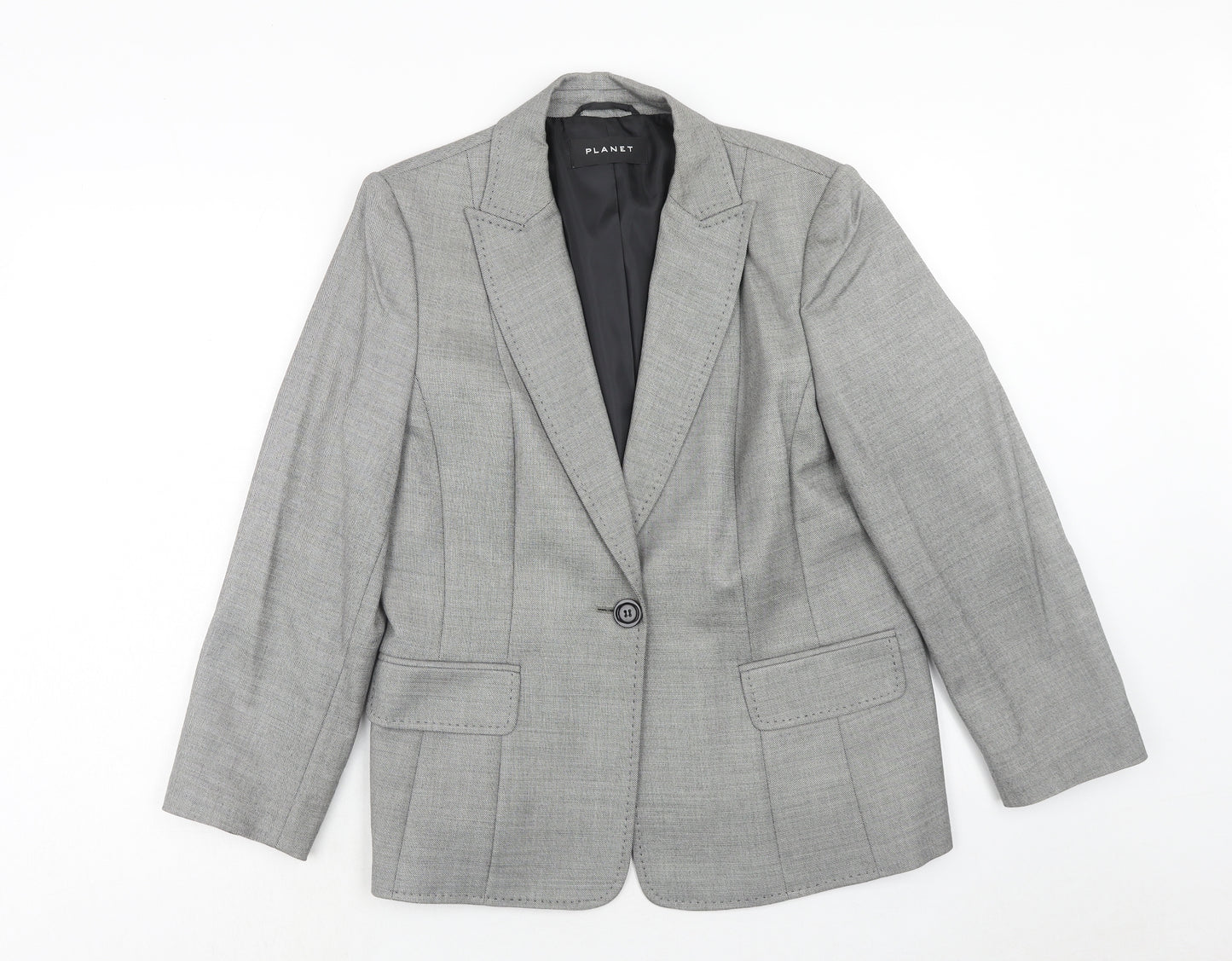 Planet Womens Grey Viscose Jacket Blazer Size 14