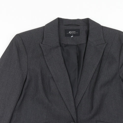Papaya Womens Grey Polyester Jacket Suit Jacket Size 14