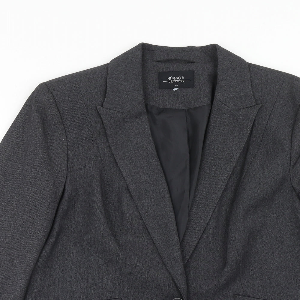 Papaya Womens Grey Polyester Jacket Suit Jacket Size 14