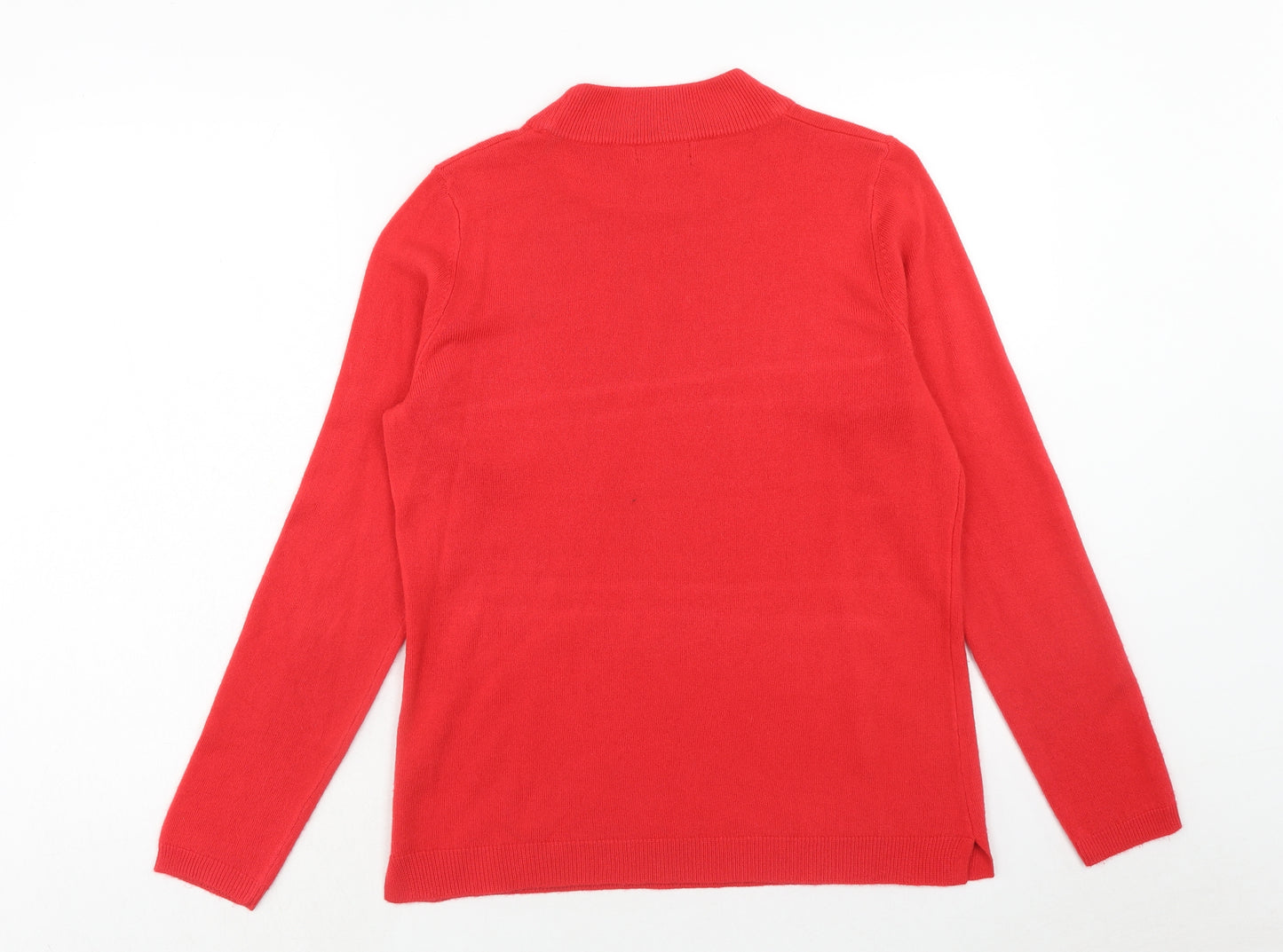 papaya Womens Red Mock Neck Acrylic Pullover Jumper Size 14