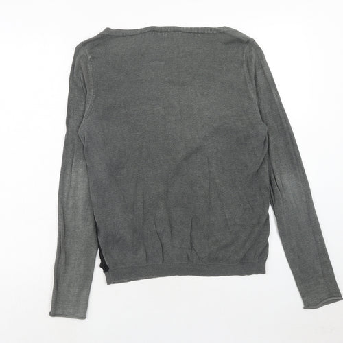 Gracia Womens Grey Boat Neck Polyester Pullover Jumper Size M - Lace Front