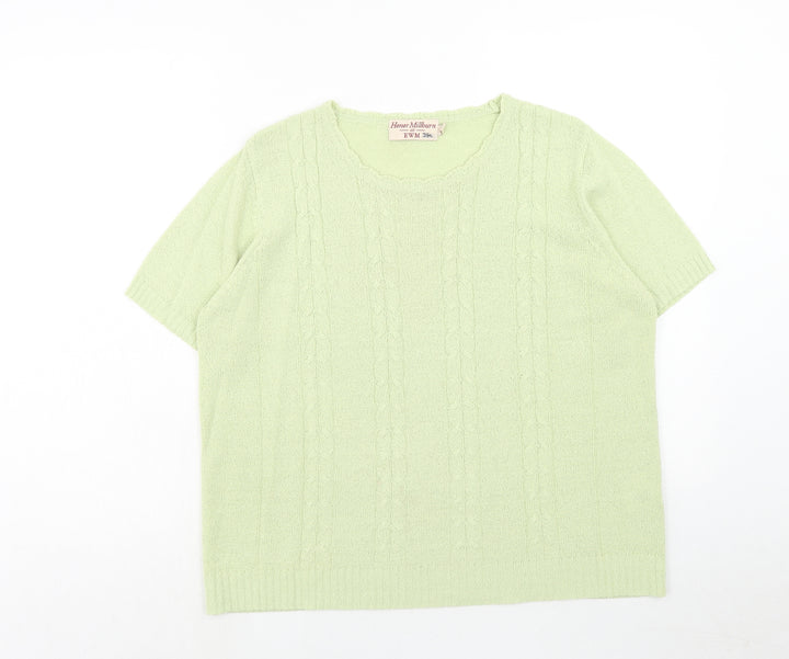 EWM Womens Green Boat Neck Acrylic Pullover Jumper Size L