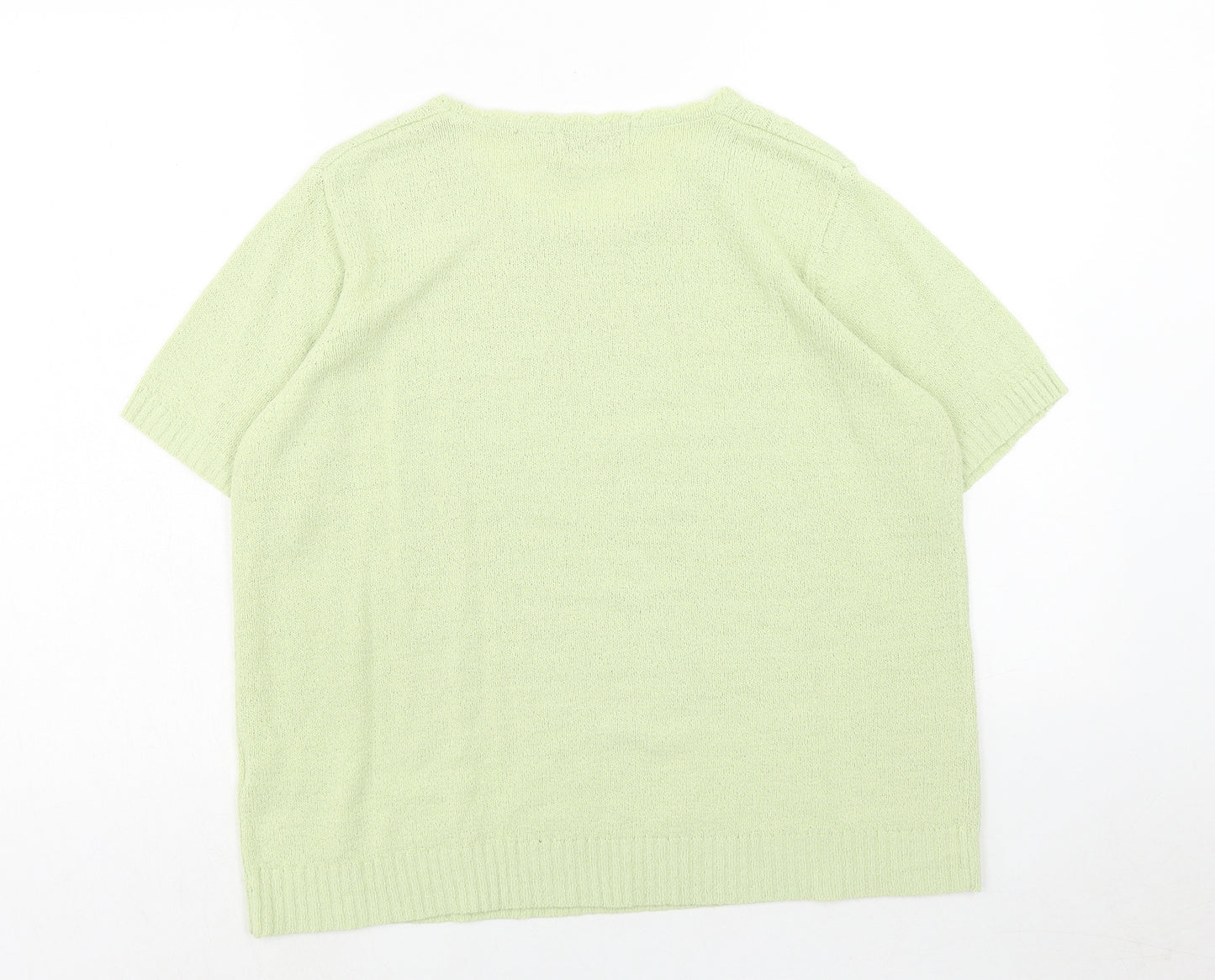 EWM Womens Green Boat Neck Acrylic Pullover Jumper Size L