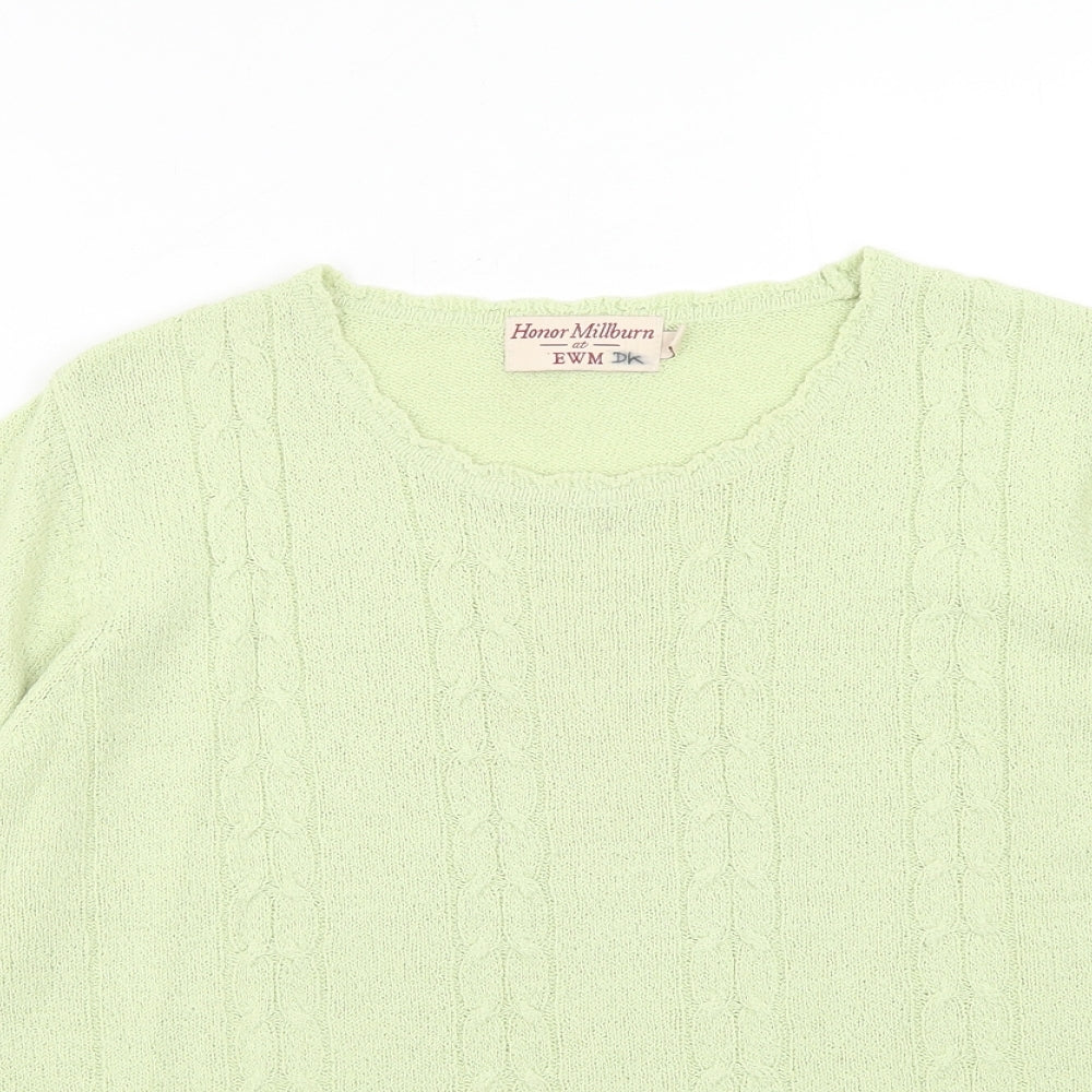 EWM Womens Green Boat Neck Acrylic Pullover Jumper Size L