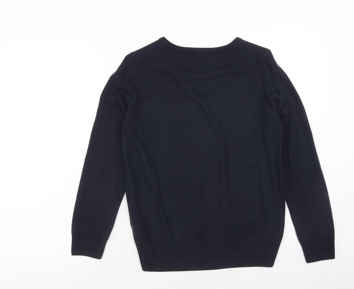 Marks and Spencer Womens Blue V-Neck Acrylic Pullover Jumper Size 12