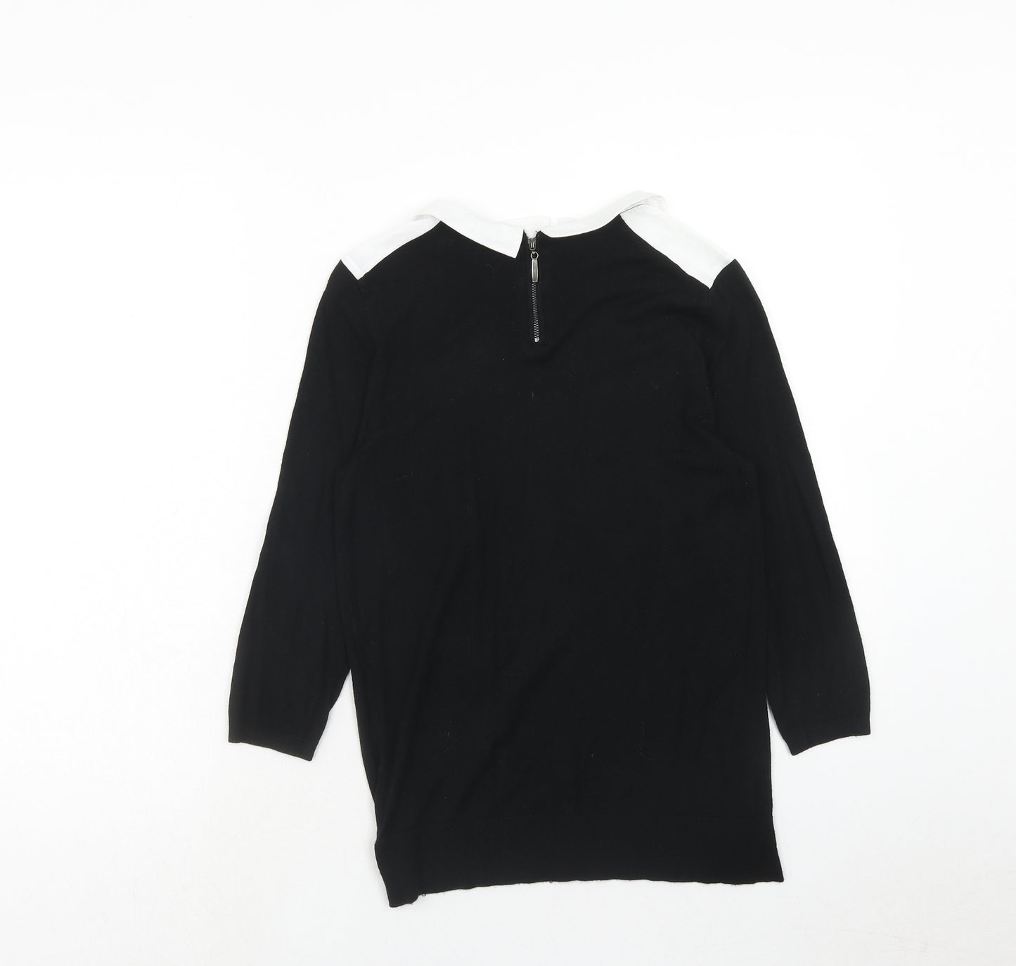 Papaya Womens Black Collared Viscose Pullover Jumper Size 8