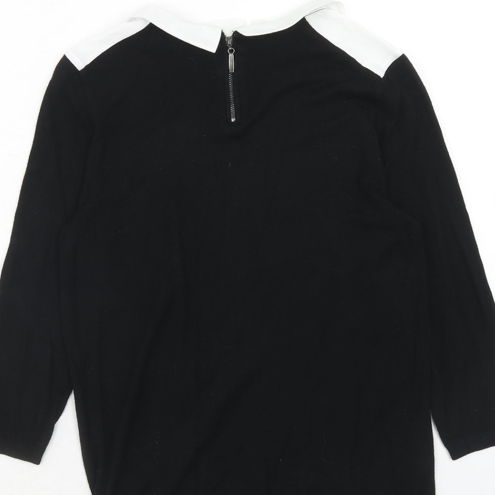 Papaya Womens Black Collared Viscose Pullover Jumper Size 8