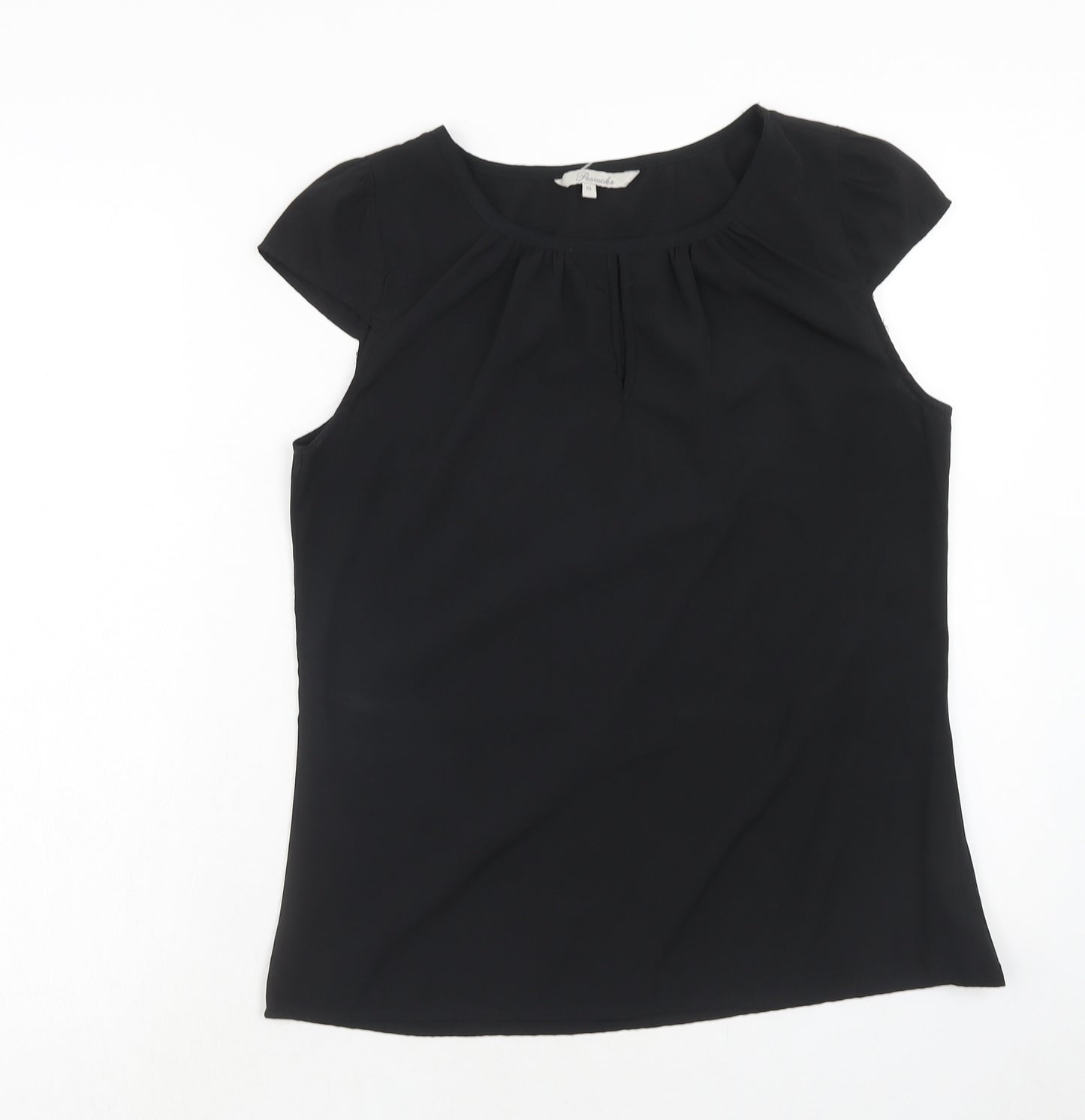 Peacocks Womens Black Polyester Basic Blouse Size 10 Round Neck