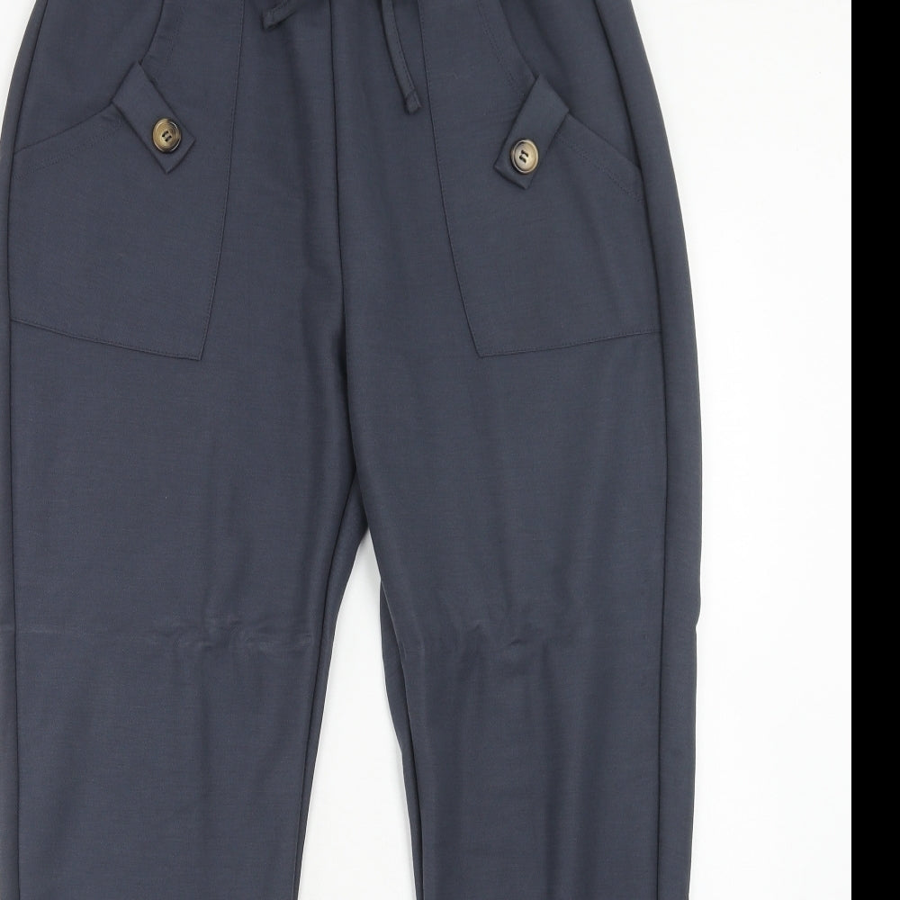 F&F Womens Blue Viscose Jogger Trousers Size 10 Regular Drawstring