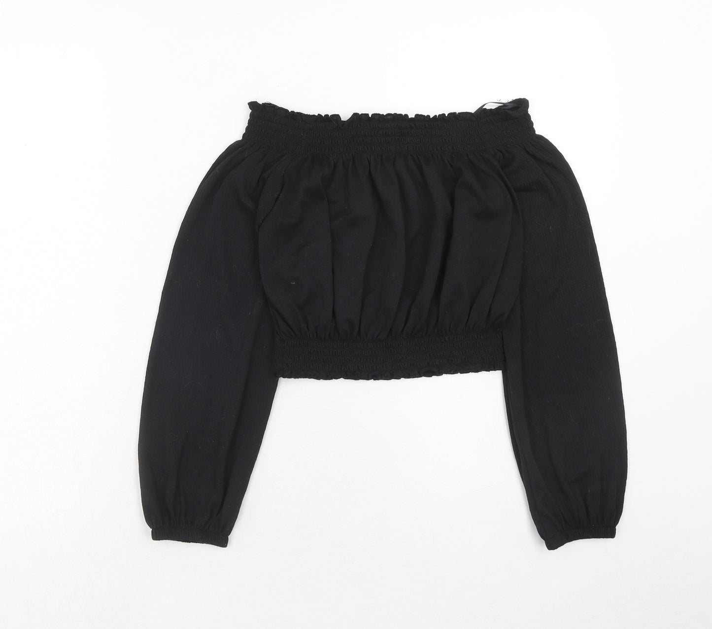 H&M Womens Black Polyester Cropped Tank Size S Off the Shoulder