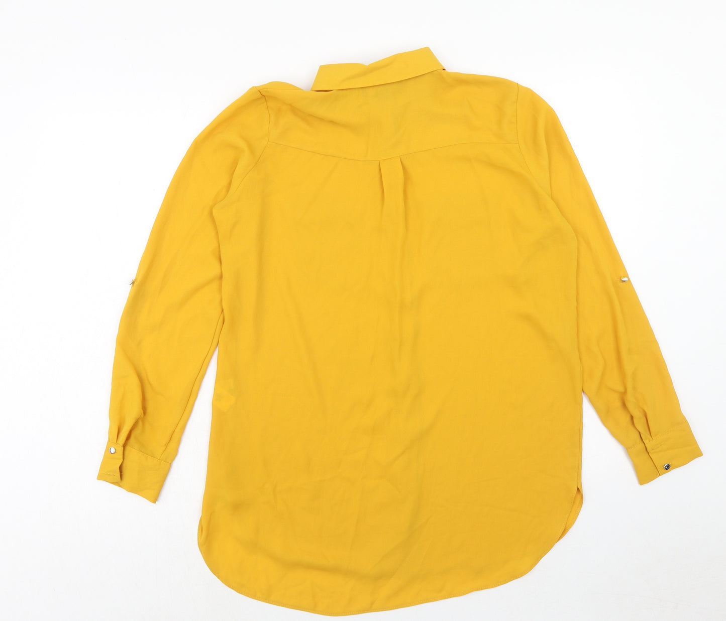 Primark Womens Yellow Polyester Basic Button-Up Size 10 Collared