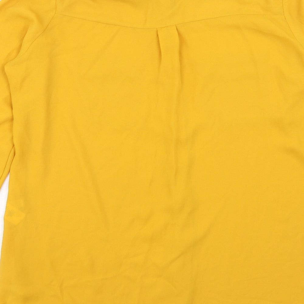 Primark Womens Yellow Polyester Basic Button-Up Size 10 Collared