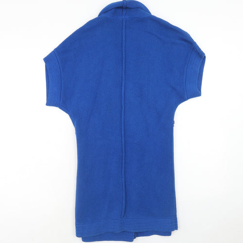 Debenhams Womens Blue V-Neck Cotton Cardigan Jumper Size 10