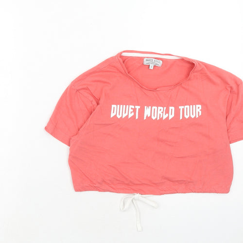 Brave Soul Womens Pink Cotton Cropped T-Shirt Size S Round Neck - Duvet World Tour