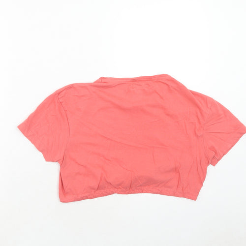 Brave Soul Womens Pink Cotton Cropped T-Shirt Size S Round Neck - Duvet World Tour