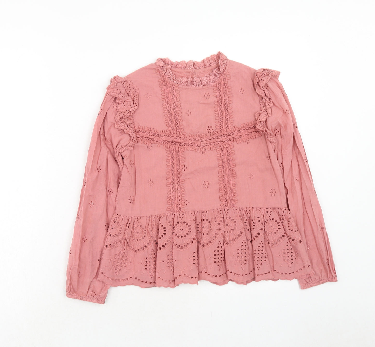 Very Girls Pink Cotton Basic Blouse Size 10 Years Round Neck Button
