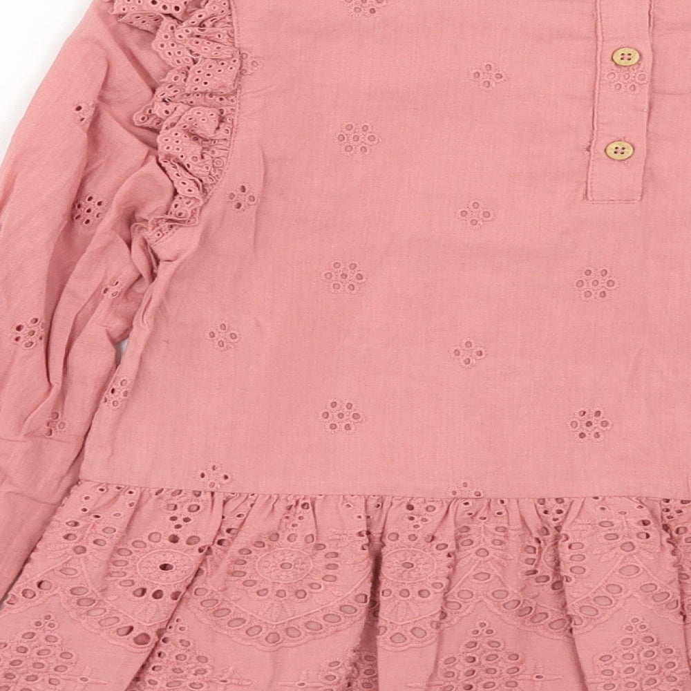 Very Girls Pink Cotton Basic Blouse Size 10 Years Round Neck Button