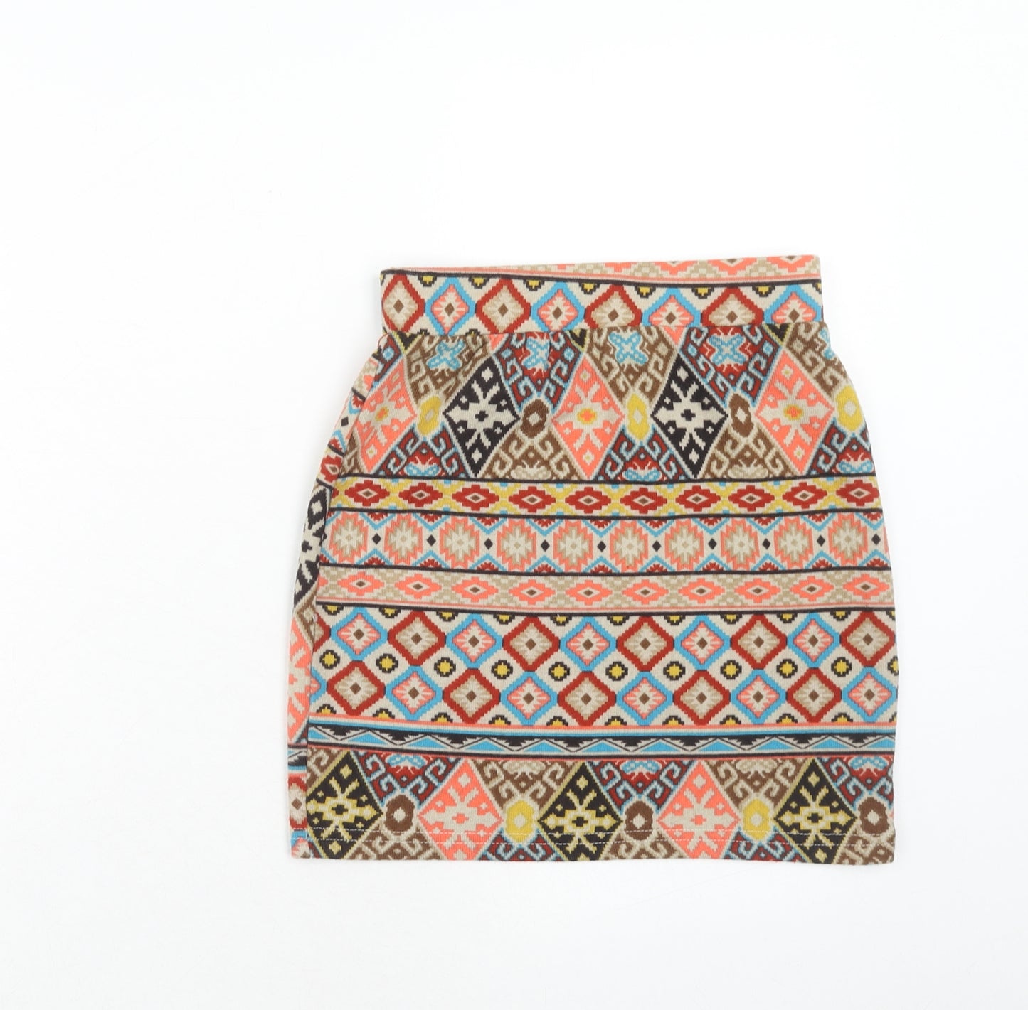 Miso Womens Multicoloured Geometric Polyester Bandage Skirt Size 8