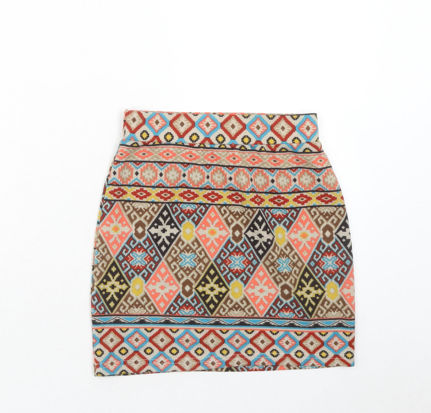 Miso Womens Multicoloured Geometric Polyester Bandage Skirt Size 8