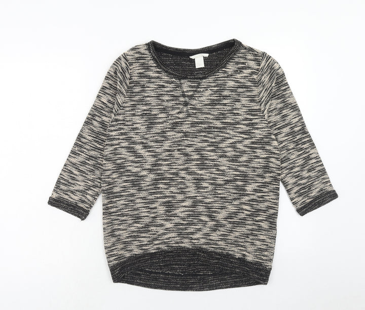 H&M Womens Brown Round Neck Polyester Pullover Jumper Size XS