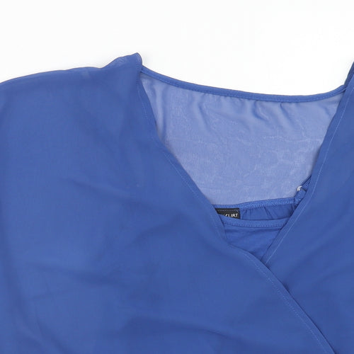 Body Flirt Womens Blue Polyester Basic Blouse Size S Round Neck