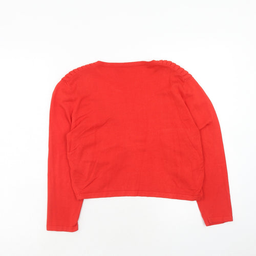 Precis Womens Red V-Neck Viscose Cardigan Jumper Size M