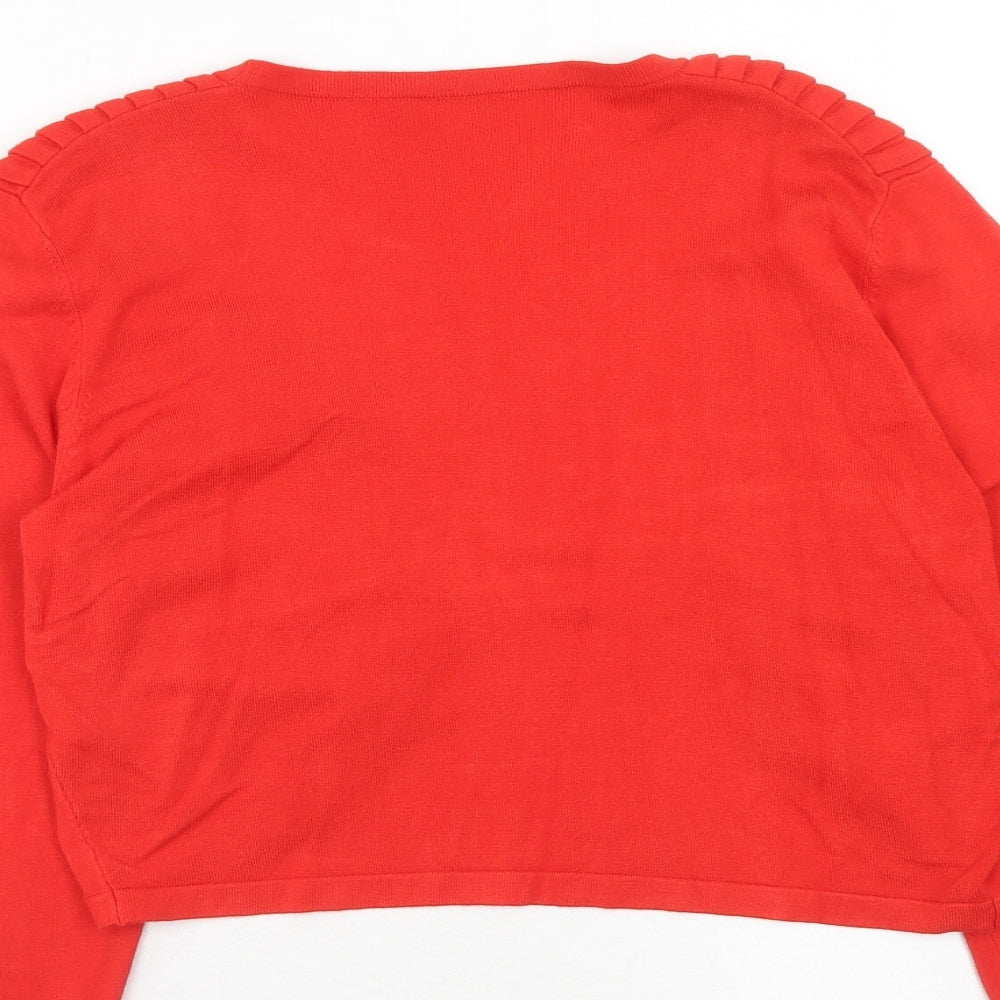 Precis Womens Red V-Neck Viscose Cardigan Jumper Size M