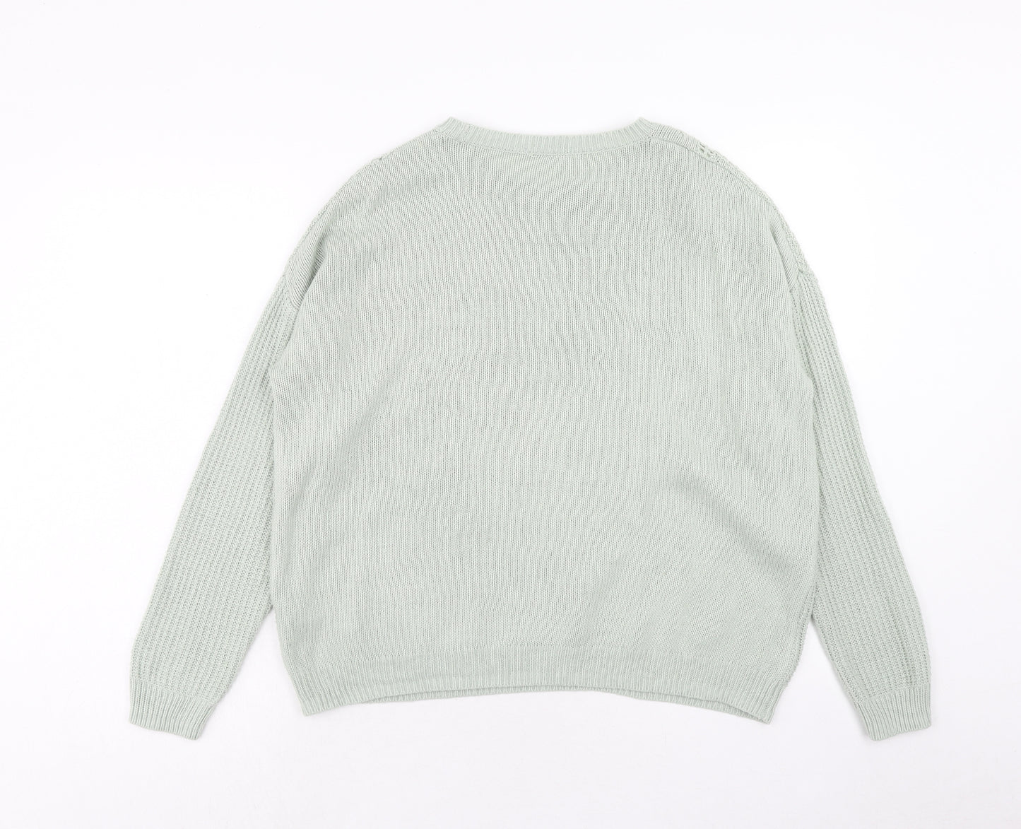 TU Womens Green Round Neck Acrylic Pullover Jumper Size 16