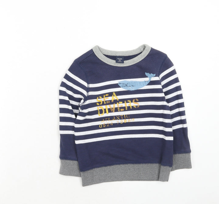 Gap Boys Blue Striped Cotton Pullover Sweatshirt Size 3XL Pullover - Sea Divers