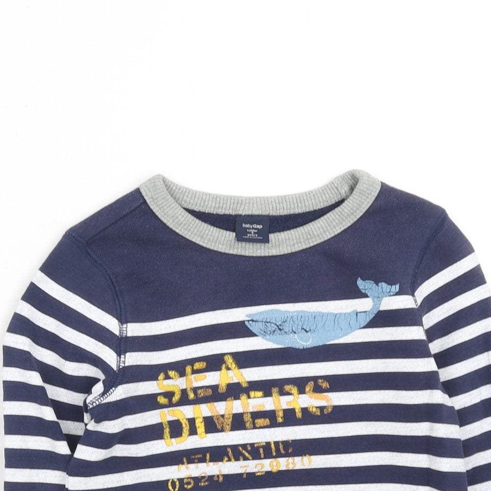 Gap Boys Blue Striped Cotton Pullover Sweatshirt Size 3XL Pullover - Sea Divers