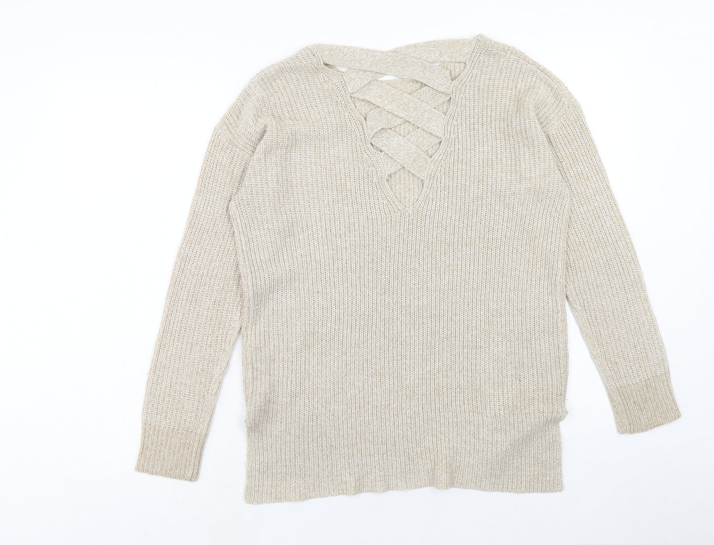 PEP&CO Womens Brown Round Neck Acrylic Pullover Jumper Size 12