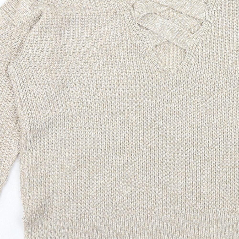 PEP&CO Womens Brown Round Neck Acrylic Pullover Jumper Size 12