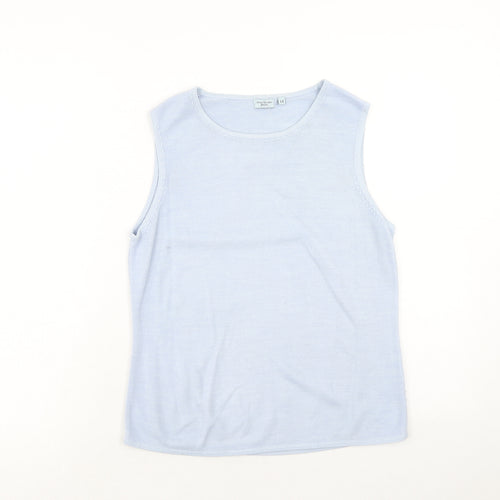 Anne Brooks Womens Blue Acrylic Basic Tank Size 14 Round Neck