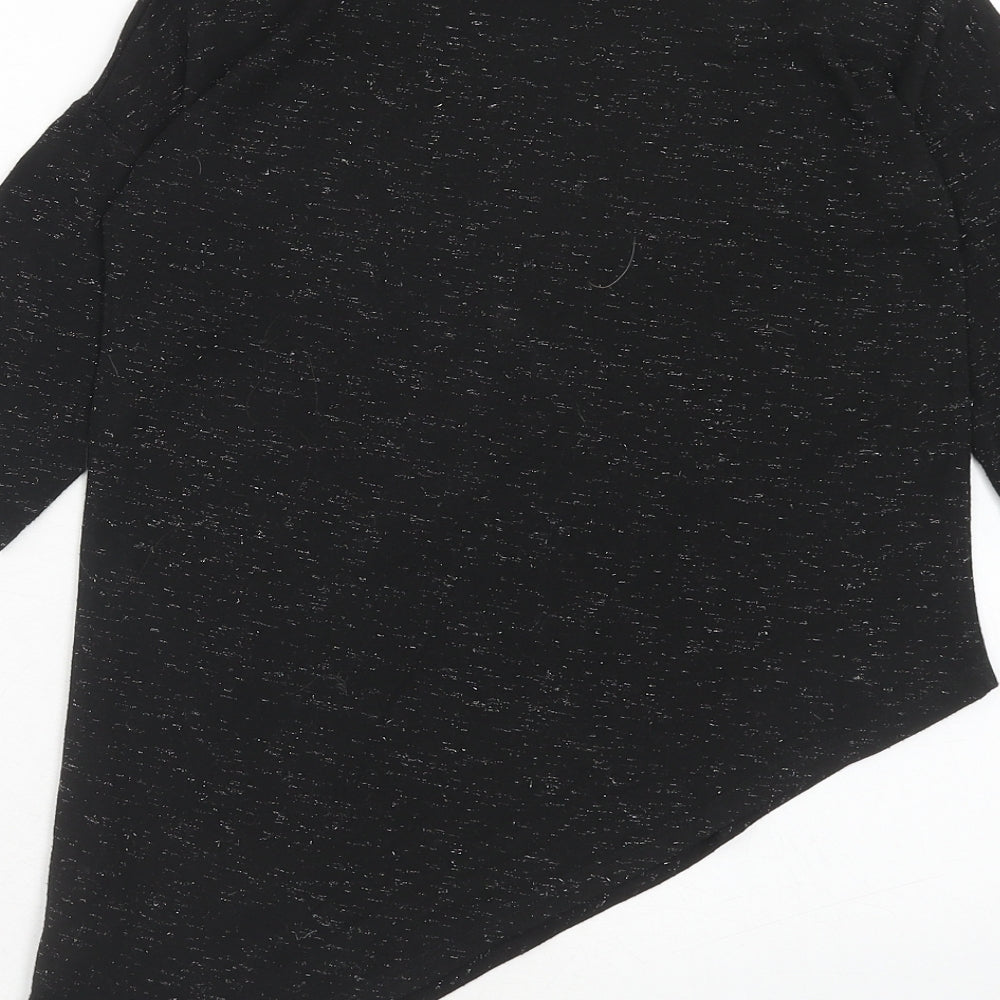 F&F Girls Black Polyester Basic T-Shirt Size 8-9 Years Round Neck Pullover - Aim High And Touch The Stars