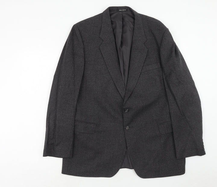 St.Micheal Mens Grey Striped Wool Jacket Suit Jacket Size 44 Regular