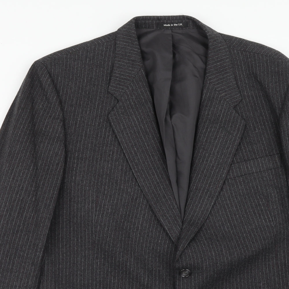 St.Micheal Mens Grey Striped Wool Jacket Suit Jacket Size 44 Regular