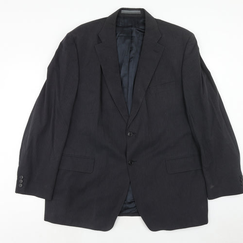 Marks and Spencer Mens Black Striped Cotton Jacket Suit Jacket Size XL Regular