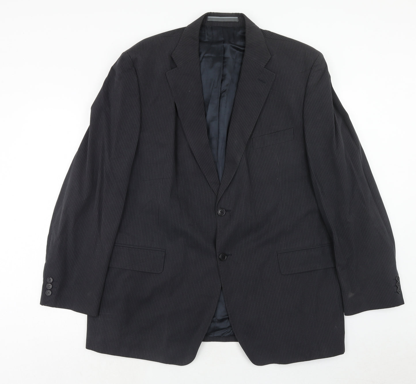 Marks and Spencer Mens Black Striped Cotton Jacket Suit Jacket Size XL Regular