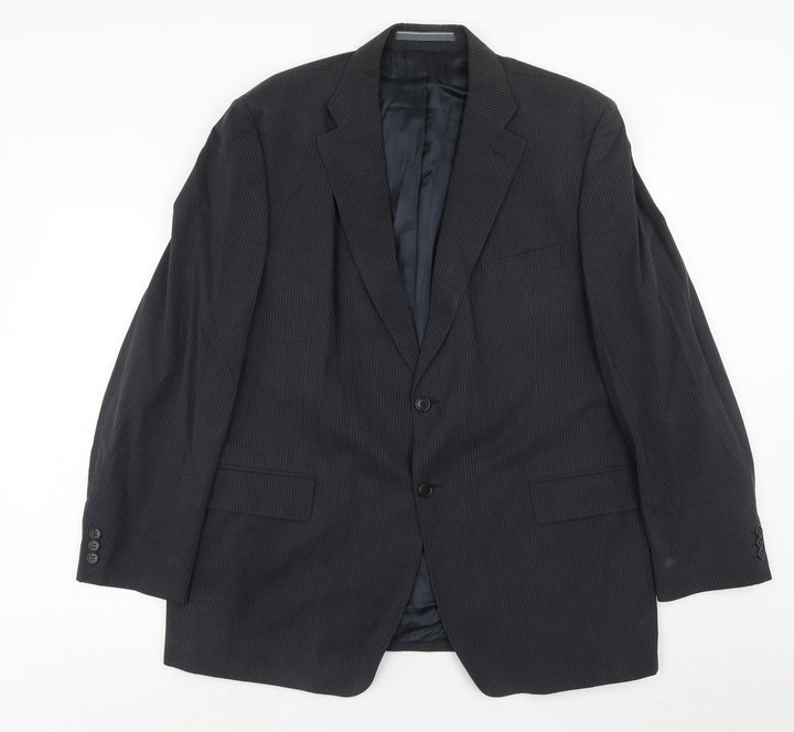 Marks and Spencer Mens Black Striped Cotton Jacket Suit Jacket Size XL Regular