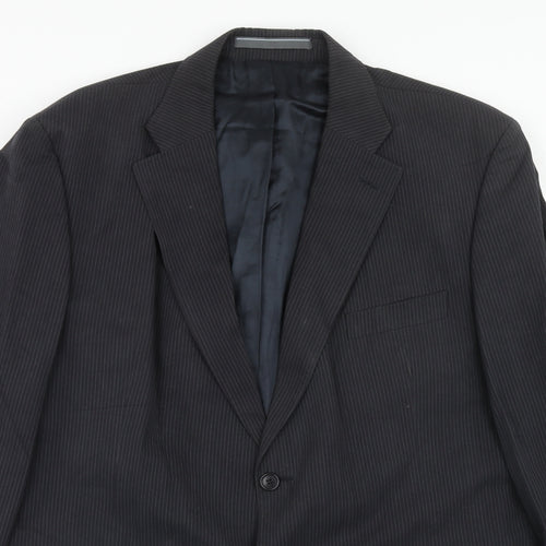 Marks and Spencer Mens Black Striped Cotton Jacket Suit Jacket Size XL Regular