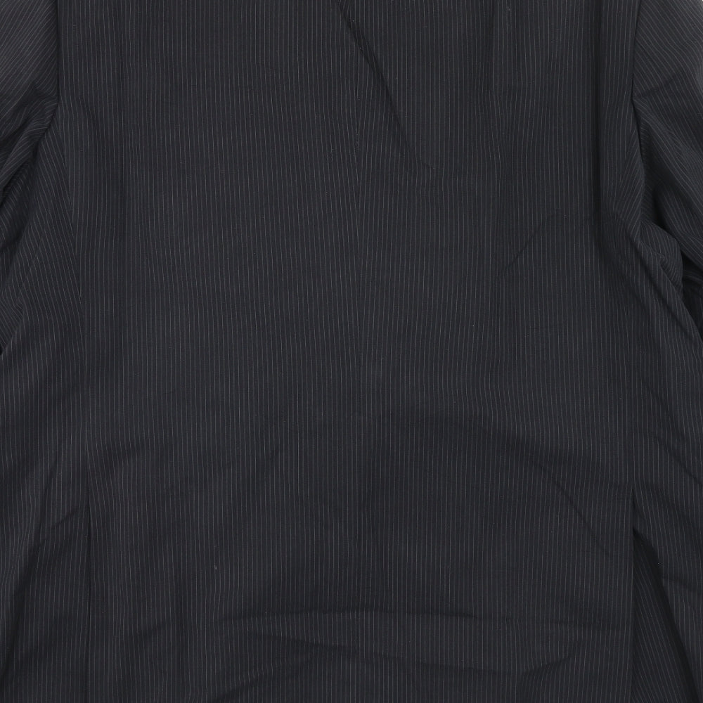 Marks and Spencer Mens Black Striped Cotton Jacket Suit Jacket Size XL Regular