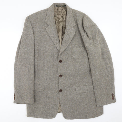 Marks and Spencer Mens Grey Wool Jacket Blazer Size 40 Regular
