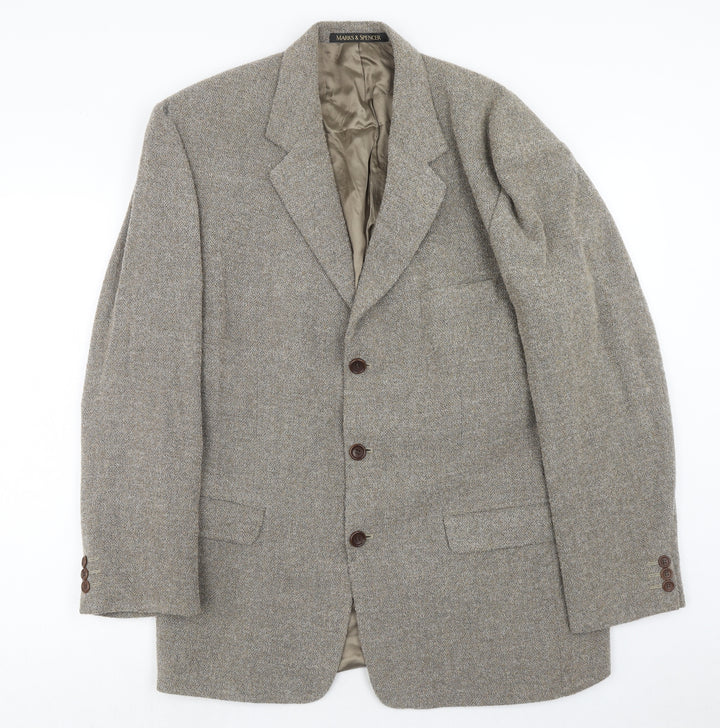 Marks and Spencer Mens Grey Wool Jacket Blazer Size 40 Regular