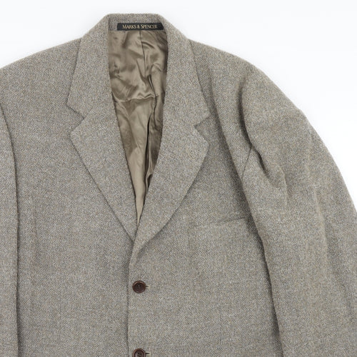 Marks and Spencer Mens Grey Wool Jacket Blazer Size 40 Regular