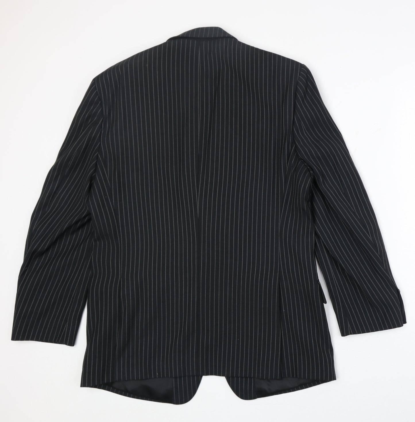 Charlton Gray Mens Black Striped Polyester Jacket Suit Jacket Size 40 Regular