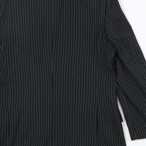 Charlton Gray Mens Black Striped Polyester Jacket Suit Jacket Size 40 Regular