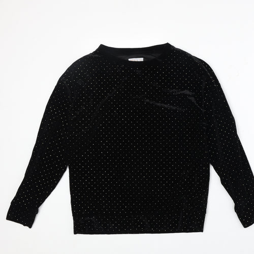 F&F Womens Black Geometric Polyester Pullover Sweatshirt Size 8 Pullover