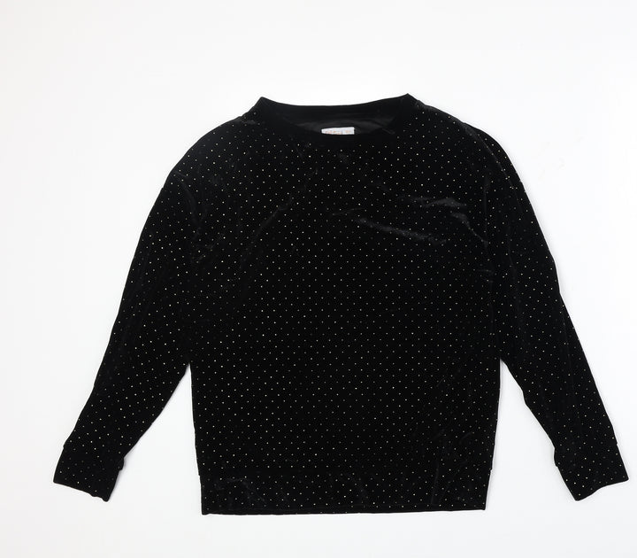 F&F Womens Black Geometric Polyester Pullover Sweatshirt Size 8 Pullover