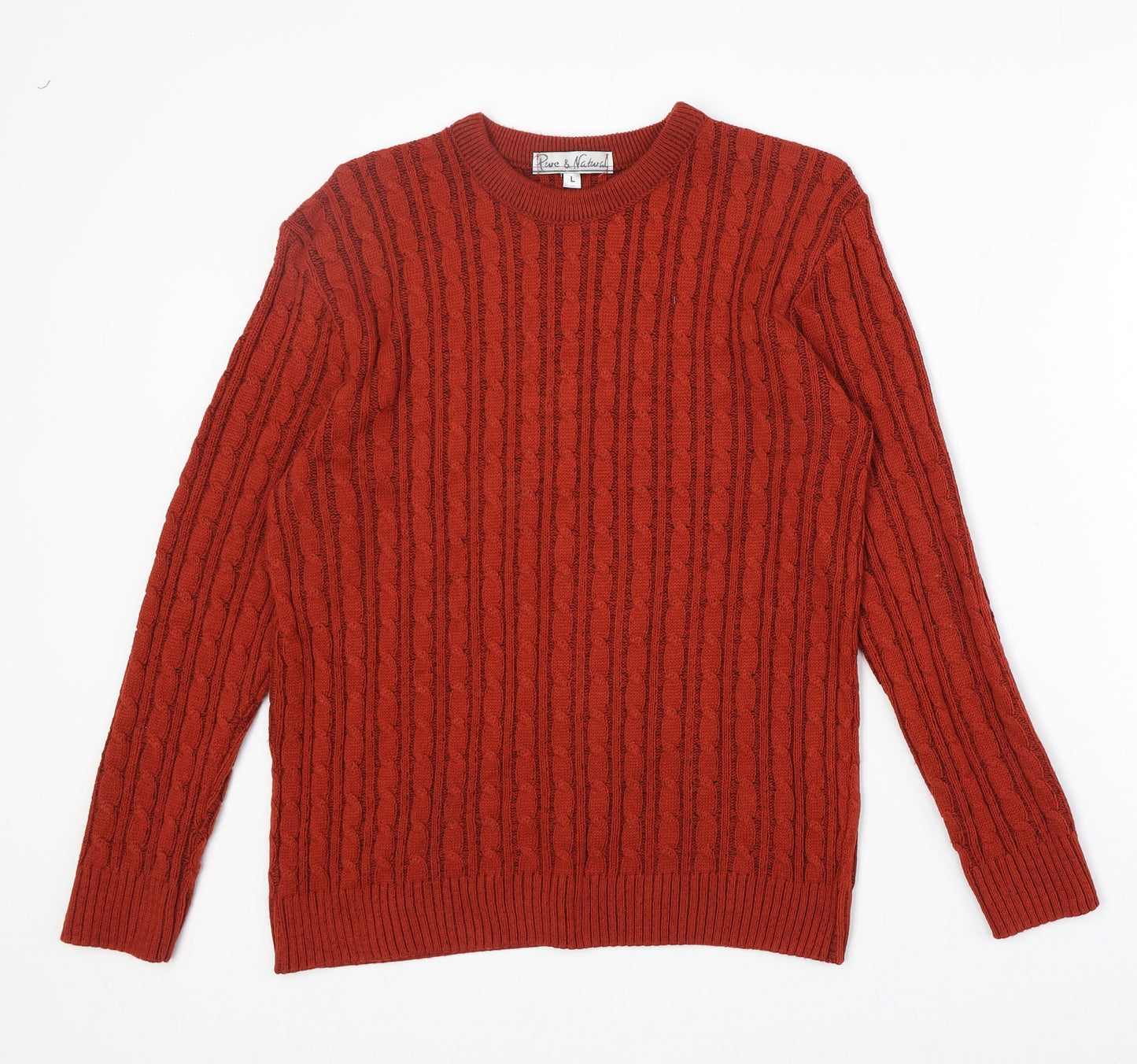 Pure & Natural Womens Red Round Neck Acrylic Pullover Jumper Size L